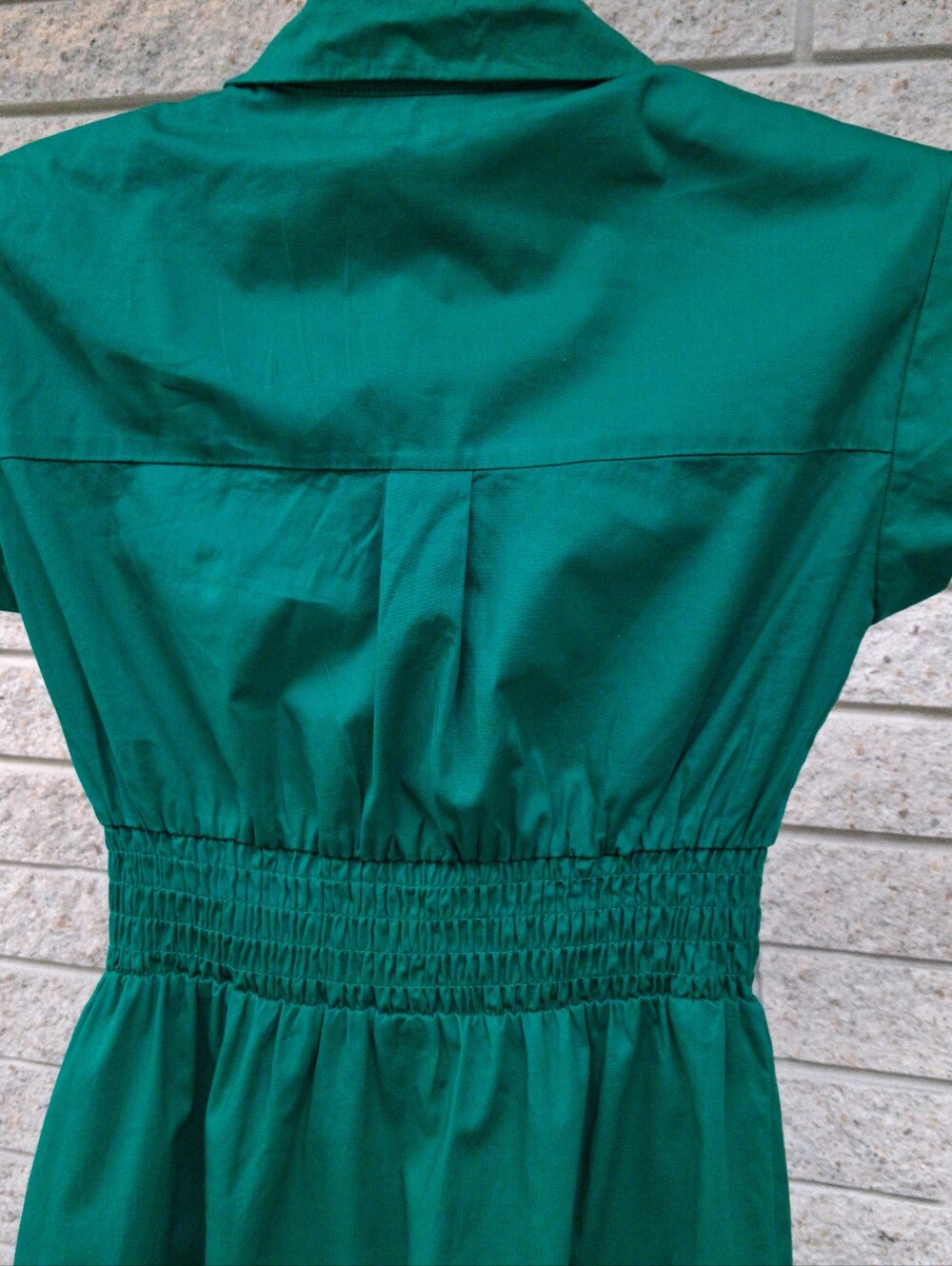 Monteau Los Angeles Green Shirt Dress Smoked Waste Midi Dress - Picture 4 of 11